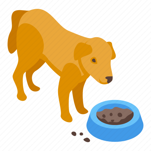 Disobedient, food, dog, isometric icon - Download on Iconfinder