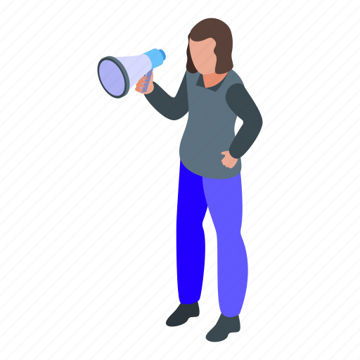 Disobedient, protest, girl, isometric icon - Download on Iconfinder