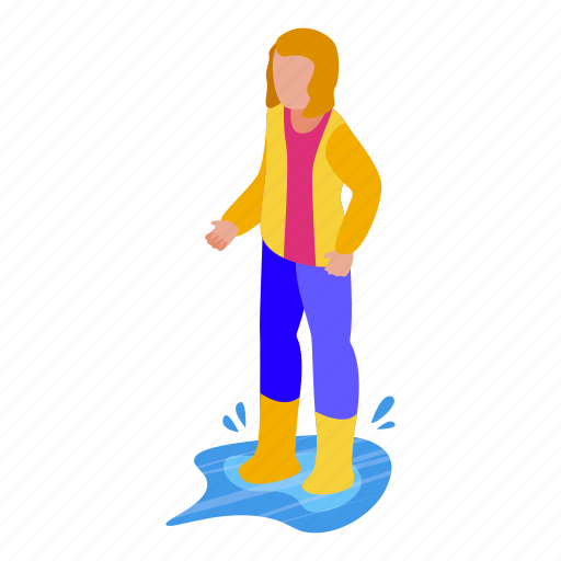 Disobedient, girl, rain, boots, isometric icon - Download on Iconfinder