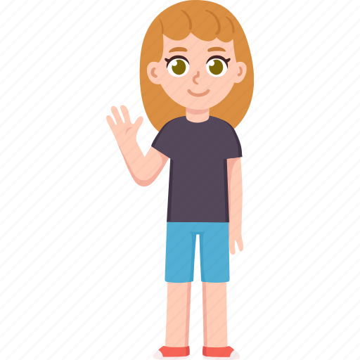 Girl, little, waving, cute, child, tomboy, caucasian icon - Download on Iconfinder