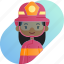 african, avatar, diversity, firefighter, girl, people, profession 
