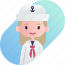 avatar, blonde, diversity, girl, people, profession, sailor