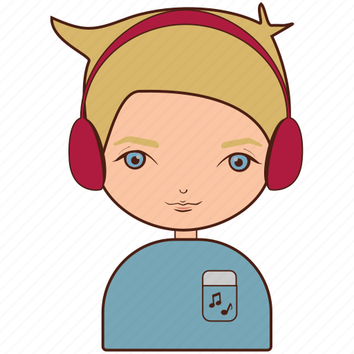 Hipster, headphone, music, blond, man, diversity, avatar icon - Download on Iconfinder