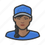 avatar, baseball, braid, female, user, woman 