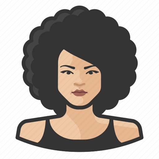 Afro, asian, avatar, big hair, female, user icon - Download on Iconfinder