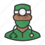 avatar, doctor, healthcare, male, surgeon, user 