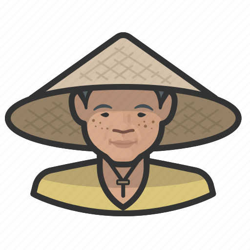 Asian, avatar, cone hat, coolie, farmers, female, user icon - Download on Iconfinder
