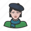 avatar, beret, female, french, user, woman 