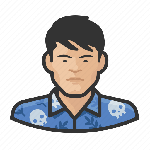 Asian, avatar, hawaiian shirt, male, millennial, user icon - Download on Iconfinder