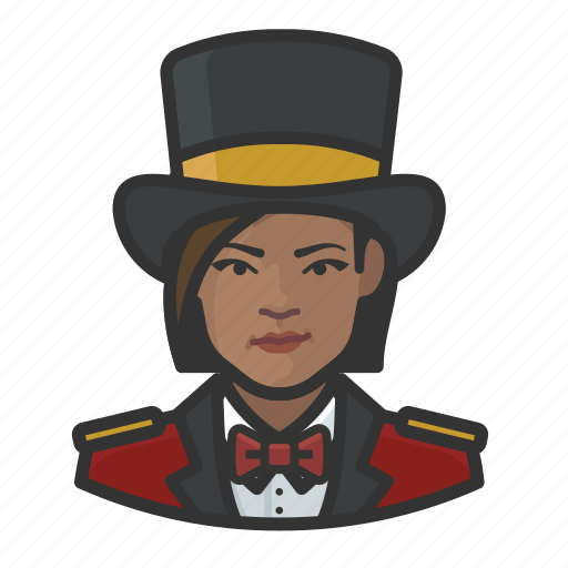 African american, avatar, circus, female, ringmaster, tophat icon - Download on Iconfinder
