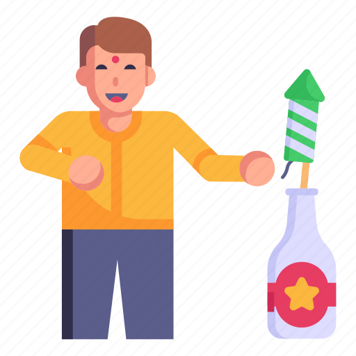 Fireworks, bottle cracker, bottle rocket, bottle firecracker, banger icon - Download on Iconfinder