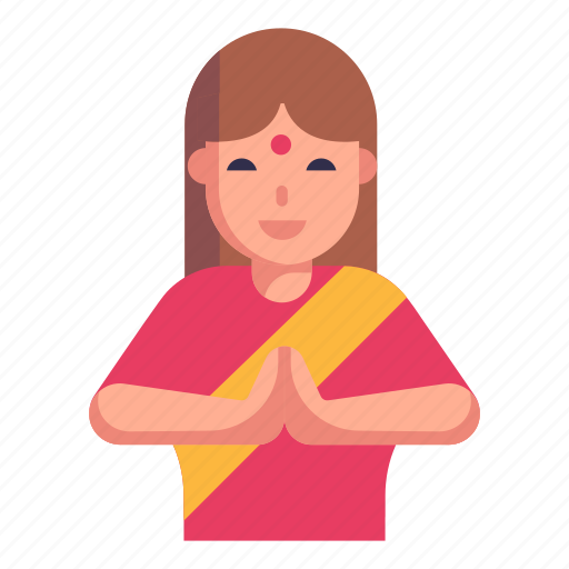 Diwali greetings, namaste, pray, indian girl, gratitude icon - Download on Iconfinder