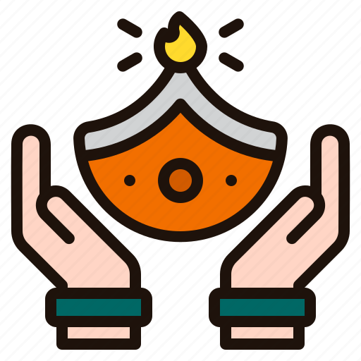 Diya, diwali, hand, lamp, fire, candle, celebration icon - Download on Iconfinder