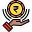 payment, hand, currency, rupee, coin 