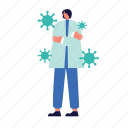 doctor, patient, virus, anti body, person, illustration, woman, medical, character 