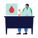 doctor, patient, blood check, person, medicine, illustration, woman, character, dna 