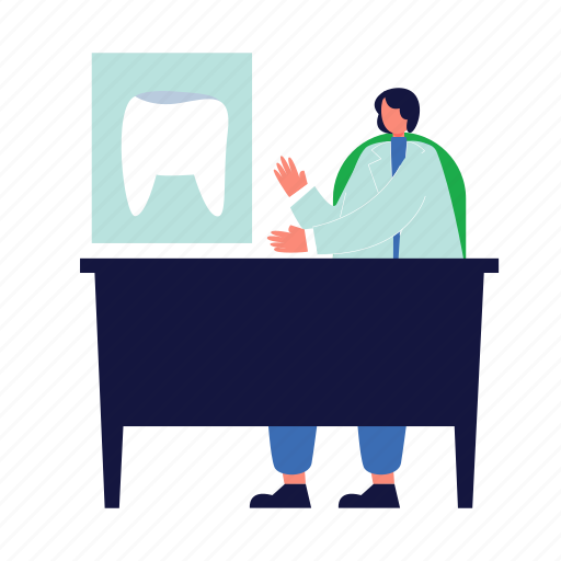 Doctor, patient, tooth health, person, medicine, illustration, woman illustration - Download on Iconfinder