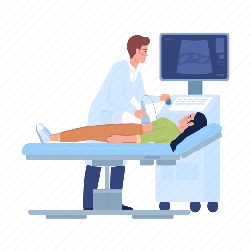 Examining patient, sonography, ultrasound, radiology illustration - Download on Iconfinder