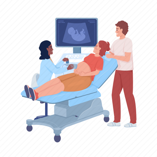 Pregnant woman, sonography, medical examination, pregnancy illustration - Download on Iconfinder