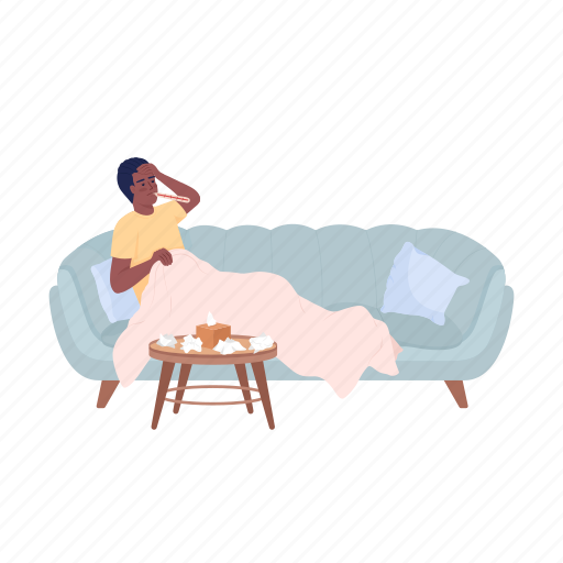 Man with fever, high temperature, man resting, infection illustration - Download on Iconfinder