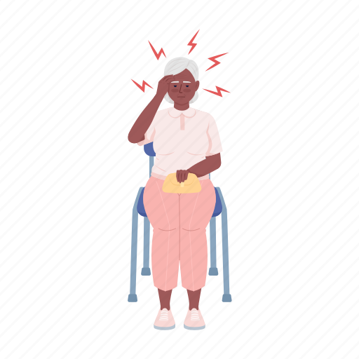 Woman with migraine, old woman, doctor appointment, headache illustration - Download on Iconfinder