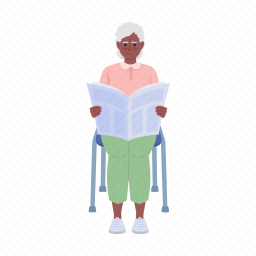 Old woman, woman reading newspaper, grandma, woman resting illustration - Download on Iconfinder
