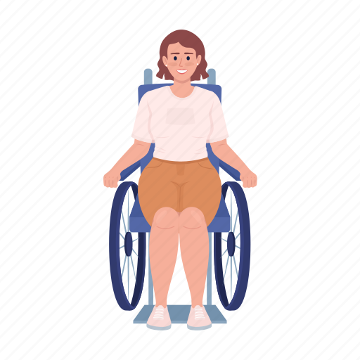 Smiling woman, girl on wheelchair, rehabilitation, accident illustration - Download on Iconfinder