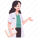 doctor, physician, explaining, advice, female, woman, report 