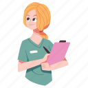 woman, doctor, female, uniform, note, medical, report 