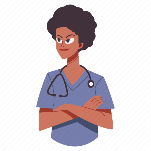 Doctor, hospital, stethoscope, physician, explaining, woman, female illustration - Download on Iconfinder