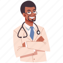 doctor, stethoscope, professional, hospital, physician, happy, smile, african, american 