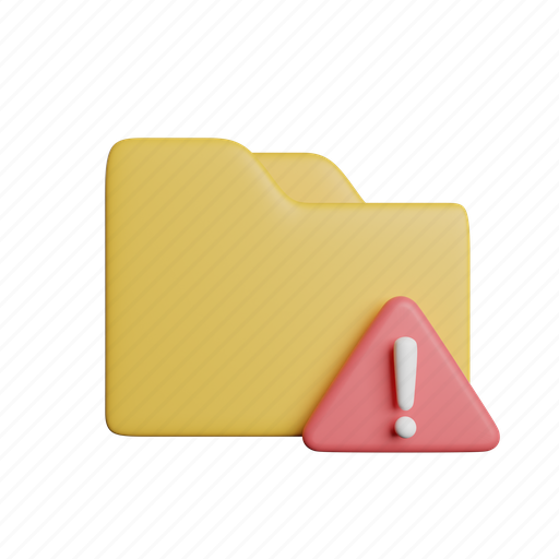 Warning, folder, file, front, document, archive, danger 3D illustration - Download on Iconfinder