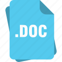 blue, doc, document, extension, file, page, type