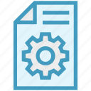 cogwheel, document, file, gear, page, paper, setting 