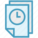 clock, document time, documents, files, pages, paper, time 