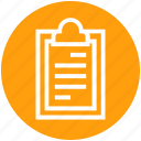 clipboard, document, document list, file, page, sheet, text