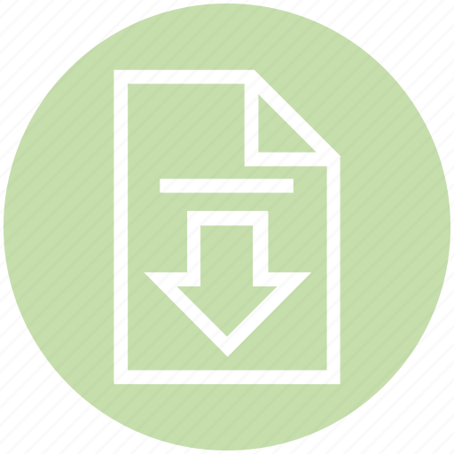 Arrow, document, down arrow, download, file, page, received file icon - Download on Iconfinder