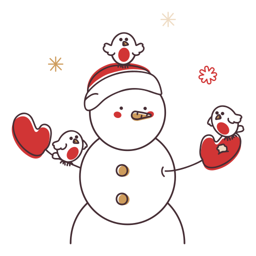 Snowman, birds, christmas, xmas, holiday, snow, winter illustration - Free download