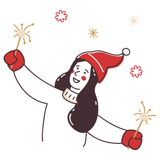 Winter, girl, christmas, xmas, decoration, sparklers, celebrate illustration - Free download