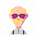 avatar, glasses, oldman, bald, people, face, pofile 