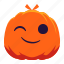 pumpkin, face, happy, wink, emotion, emoji, halloween 