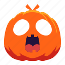 pumpkin, face, scared, surprised, shocked, emoji, smiley, emotag, cartoon