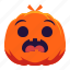 pumpkin, face, shocked, emotion, emoji, avatar, smiley, halloween 