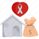accommodation, help, ribbon, sack, money, wealth