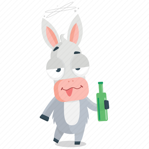 Donkey, drink, drunk, emoji, emoticon, smiley, sticker icon - Download on Iconfinder