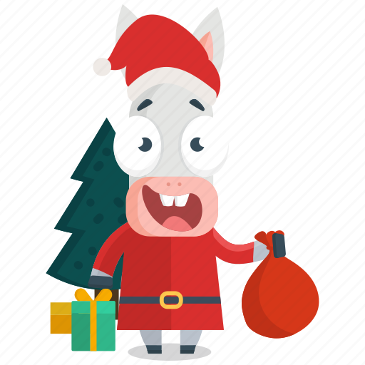 Donkey, emoji, emoticon, santa, smiley, sticker icon - Download on Iconfinder