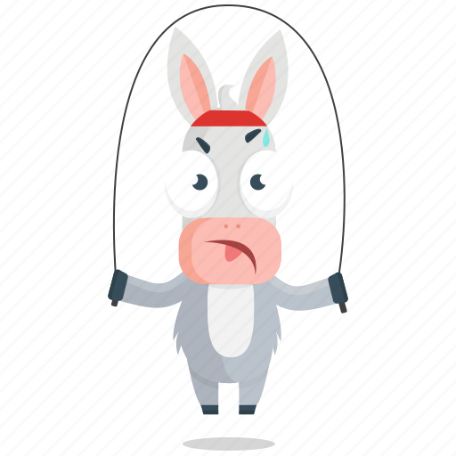 Donkey, emoji, emoticon, jumprope, smiley, sticker, workout icon - Download on Iconfinder
