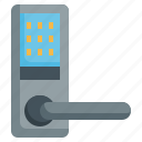 digital, door, lock, knob, key, security