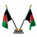 afghanistan, double (v) desk flag stand, flag 