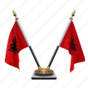 albania, double (v) desk flag stand, flag 